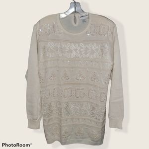 Alfred Dunner Vintage Embellished Sweater Large Holiday